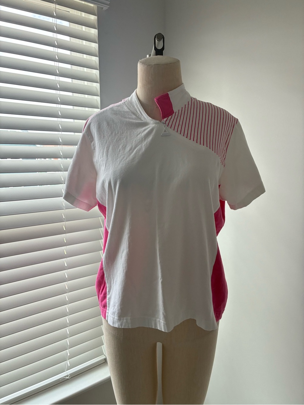 Bette & Court Women's Colorblock Pink and White Tennis Short Sleeve Top